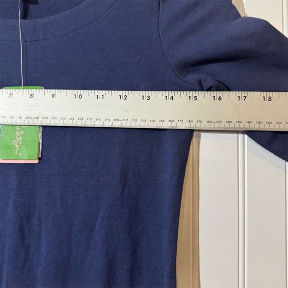 NWT Lilly Pulitzer Navy Mini Dress XXS Gold Button Shoulder Pockets Preppy Work - Picture 4 of 9